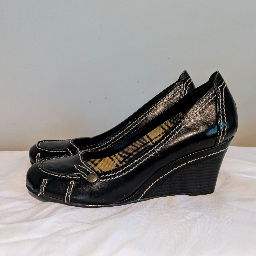 Madden Girl Black Wedge Shoes with Slip-On Design